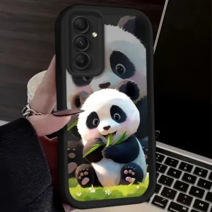 Super Cute Panda Lovely For Samsung Galaxy Case S24 S23 S22 S21 Ultra Plus Fe A55 A54 A53 A52 A35 A25 A15 A14 5G Phone Y2k Cover